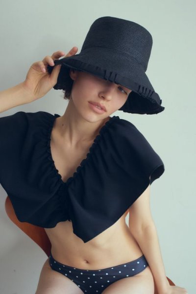 画像1: Tack grosgrain ribbon black Hat