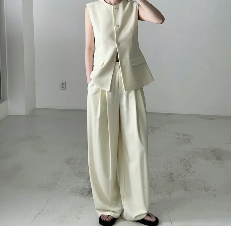 画像1: Boukle wide tuck pants