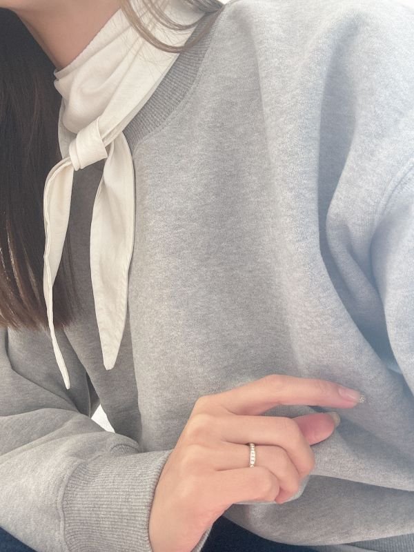 画像4: High Neck Tie Ribbon Shirt (4)