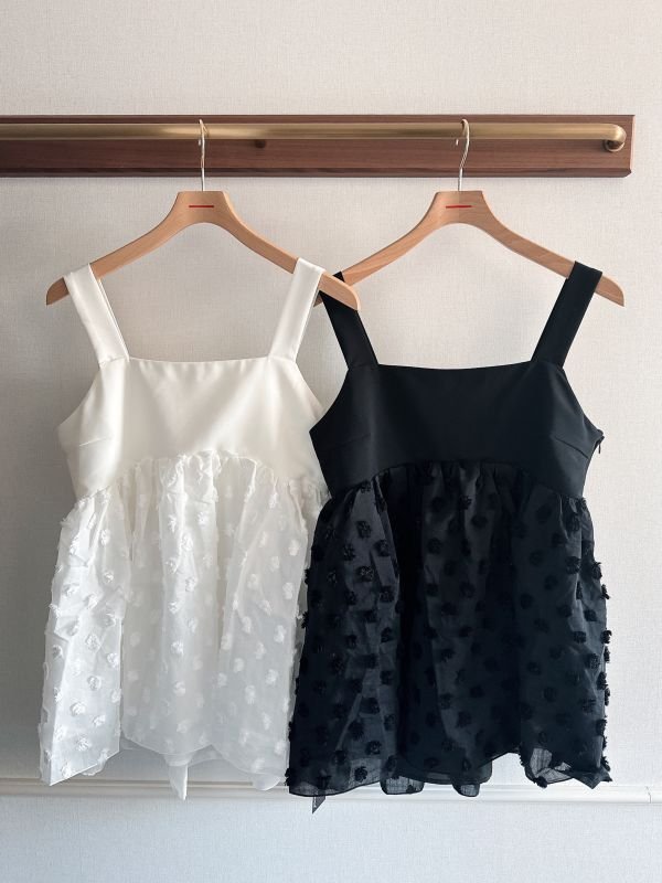 画像1: Fluffy Dot Ribbon Tops (1)