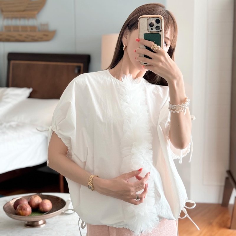 画像1: 2way center tulle shirt