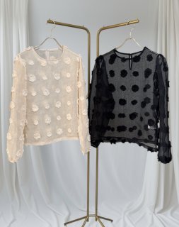 Sheer Jacquard Blouse - HIAND