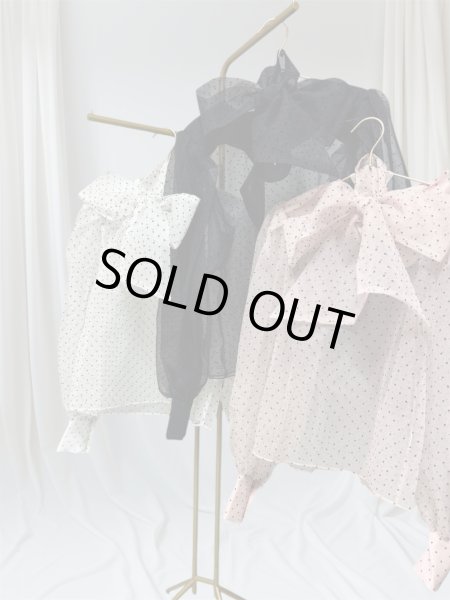 画像1: Dot chiffon volume blouse (1)