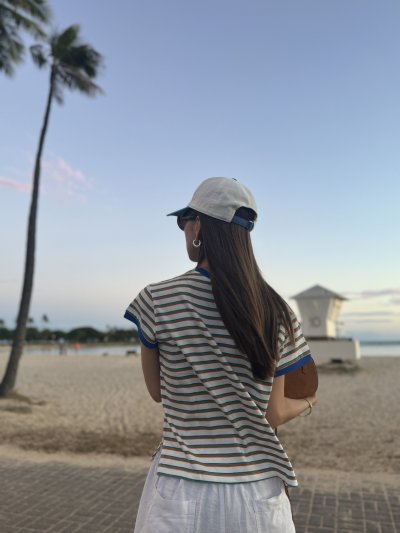 画像1: Multicolor boarder T shirt
