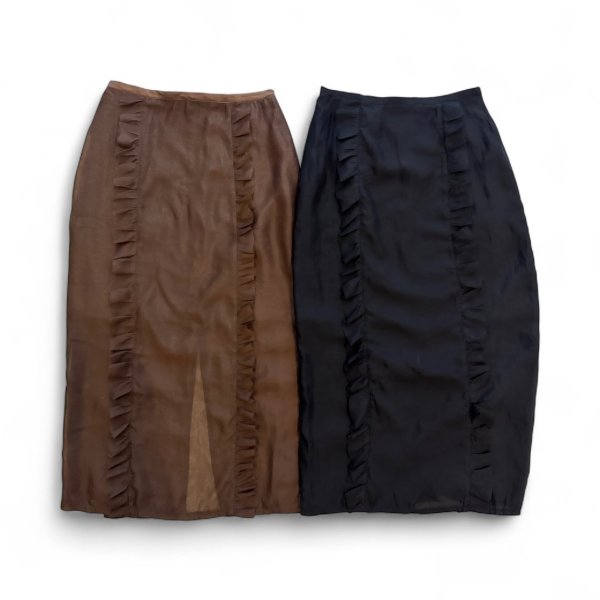 画像1: Sheer Frill Slit Skirt (1)
