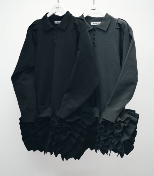 画像1: Ruffled-Hem Polo Dress (1)