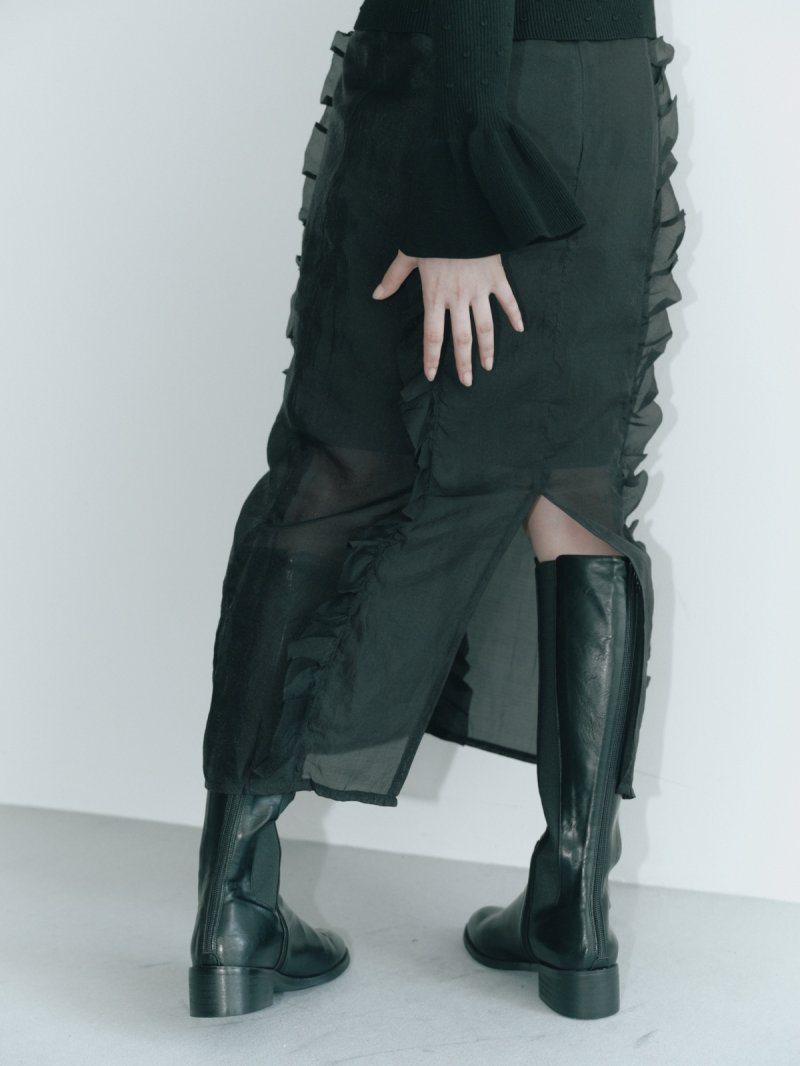 画像3: Sheer Frill Slit Skirt