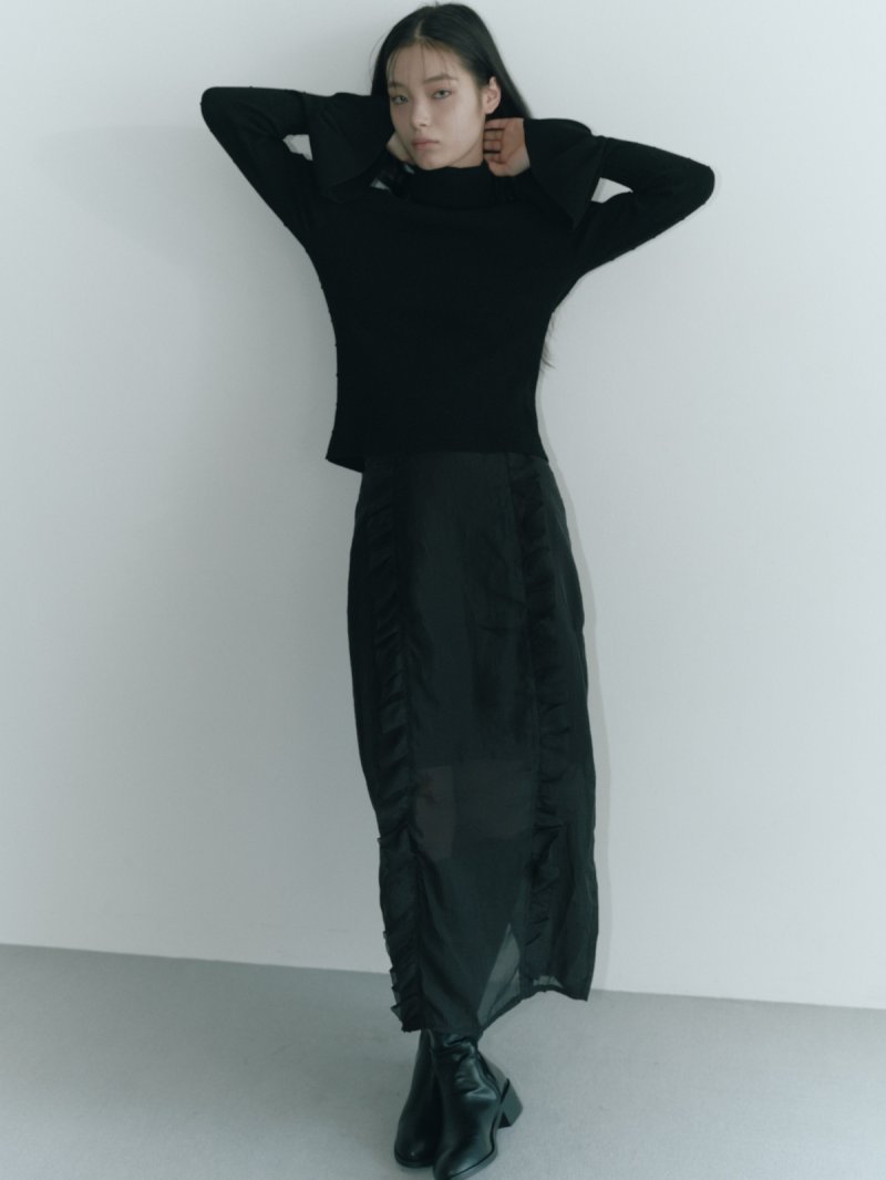 画像2: Sheer Frill Slit Skirt