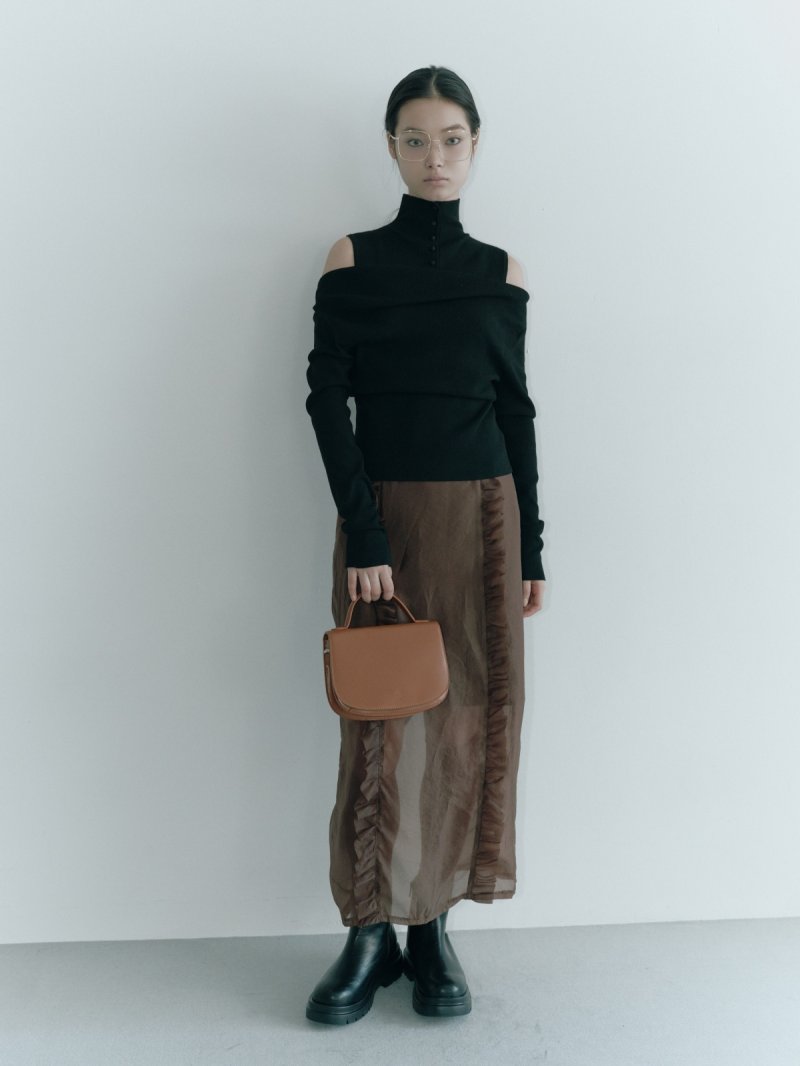 画像1: Sheer Frill Slit Skirt