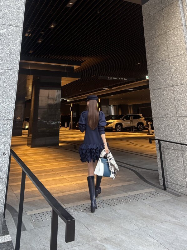 画像15: Ruffled-Hem Polo Dress★WHITE、BROWNのみ限定受注予約販売 (15)