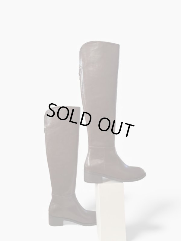 画像1: Round-top Knee-High Boots(Brown) (1)