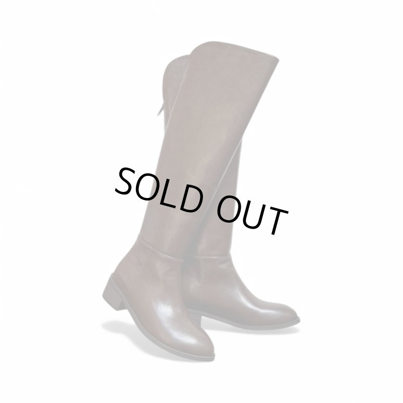 画像2: Round-top Knee-High Boots(Brown) (2)