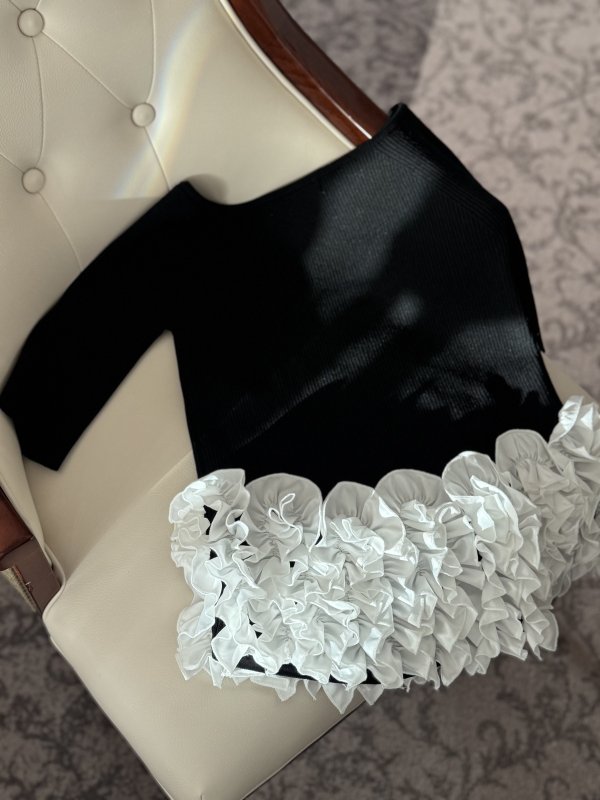 画像3: Ribbon Frill Peplum Top (3)