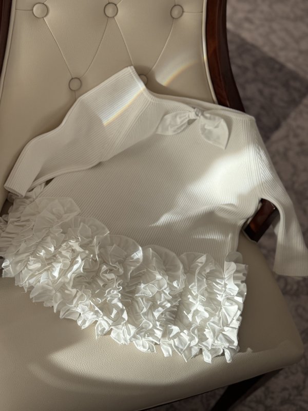 画像2: Ribbon Frill Peplum Top (2)