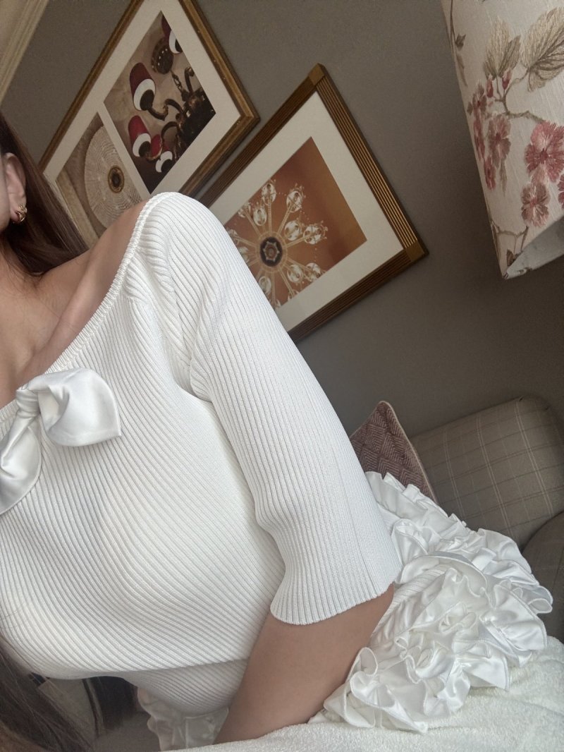 画像1: Ribbon Frill Peplum Top