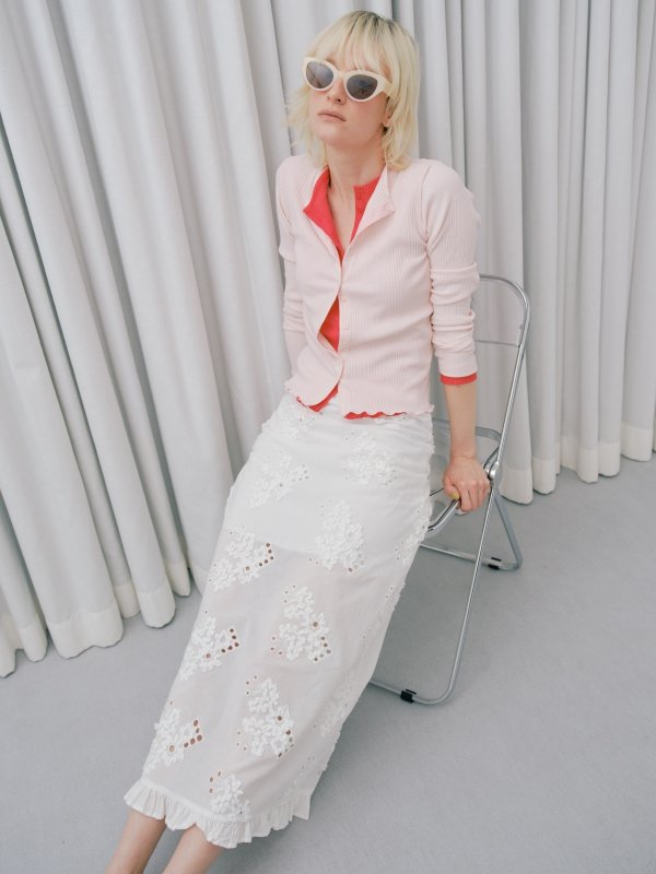 画像3: Two-Tone Rib Cardigan Top (3)