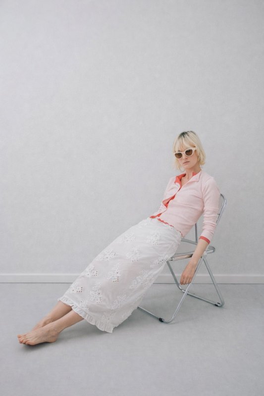 画像2: Floral Embroidery Cotton Long Skirt (2)