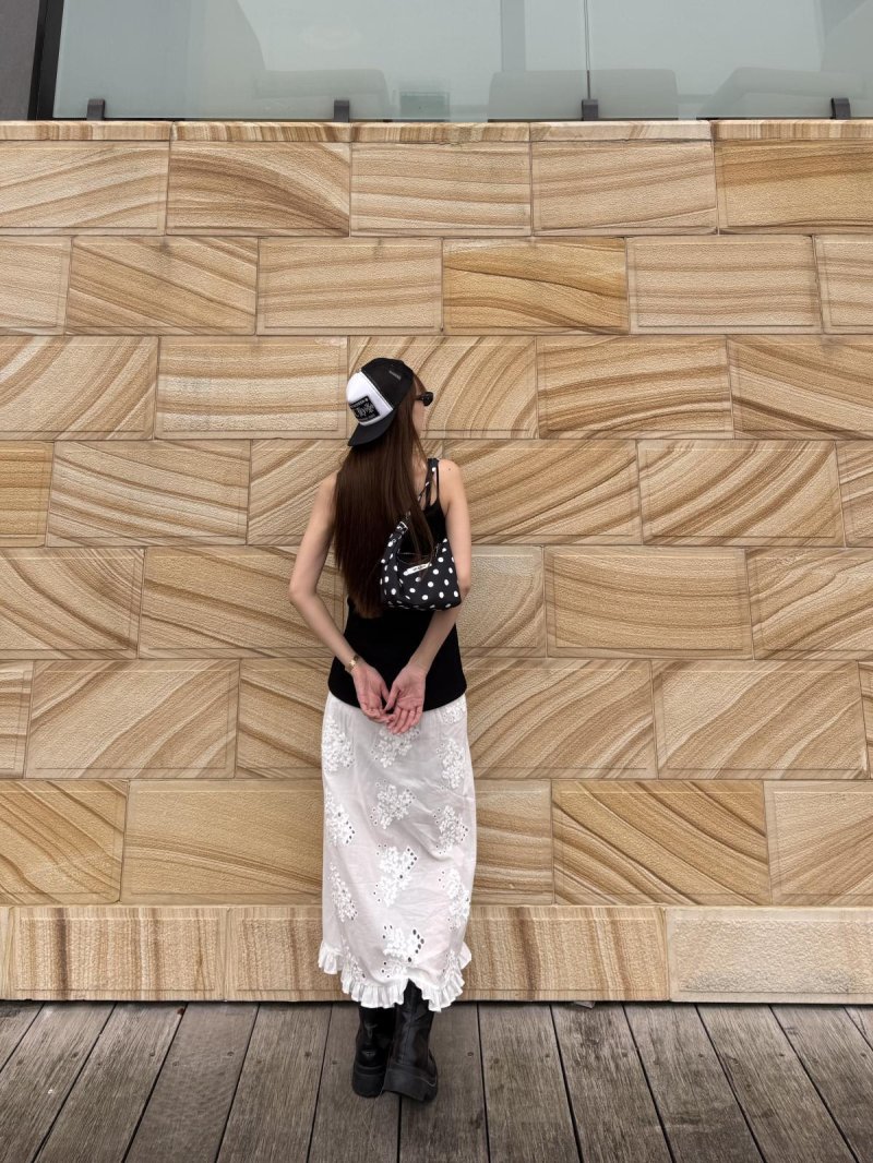 画像3: Floral Embroidery Cotton Long Skirt