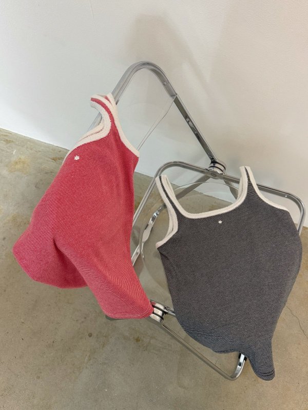 画像1: 2WAY Flower Detail Rib Tank Top (1)