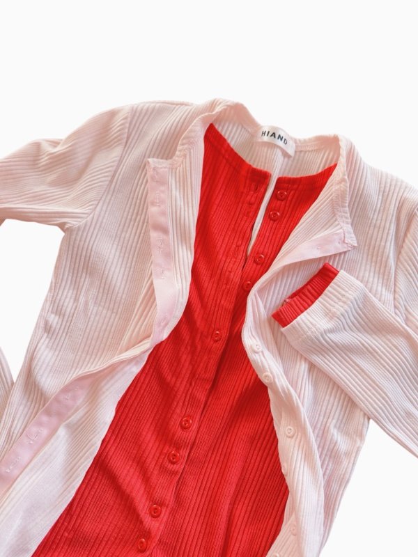 画像8: Two-Tone Rib Cardigan Top (8)