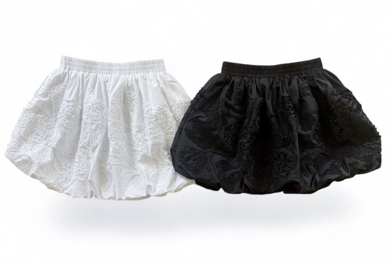 画像1: Floral Embroidery Volume Skirt (1)