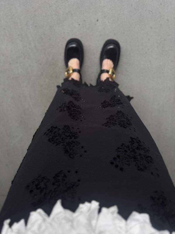 画像11: Floral Embroidery Cotton Long Skirt (11)