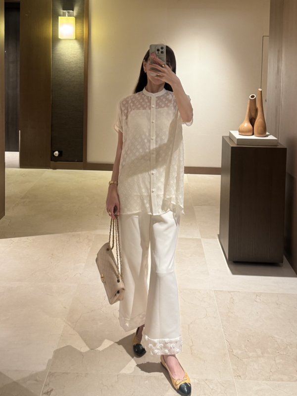 画像4: Flocked Jacquard 2-Way Blouse (4)