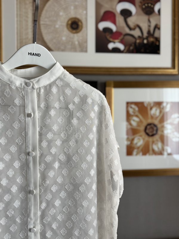 画像3: Flocked Jacquard 2-Way Blouse (3)