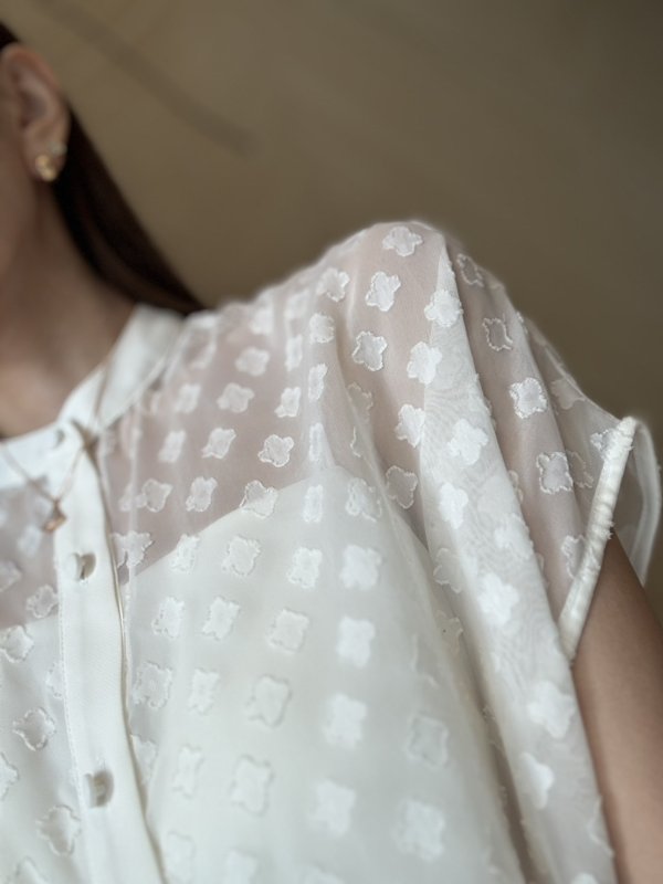 画像8: Flocked Jacquard 2-Way Blouse (8)