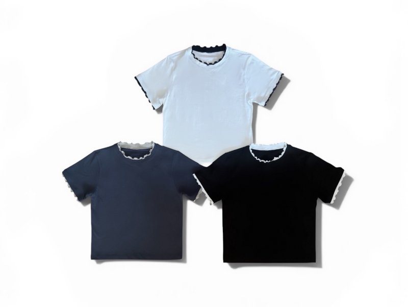 画像1: Frill Layered Compact T-shirt (1)
