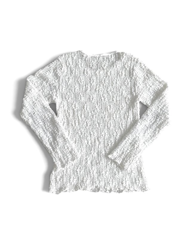 画像2: Crochet Texture Long Sleeve Top (2)