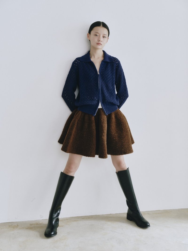 画像2: Crochet Zip Knit Cardigan