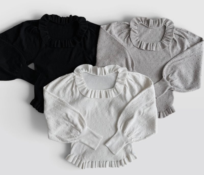 画像1: Frill Design Knit Pullover (1)