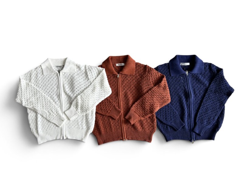 画像1: Crochet Zip Knit Cardigan (1)