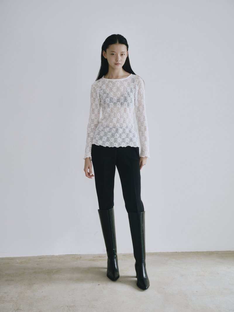 画像3: Crochet Texture Long Sleeve Top