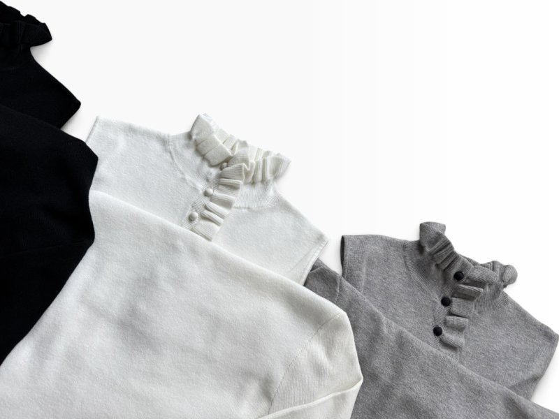 画像2: Frill Neck 3way Knit Pullover (2)