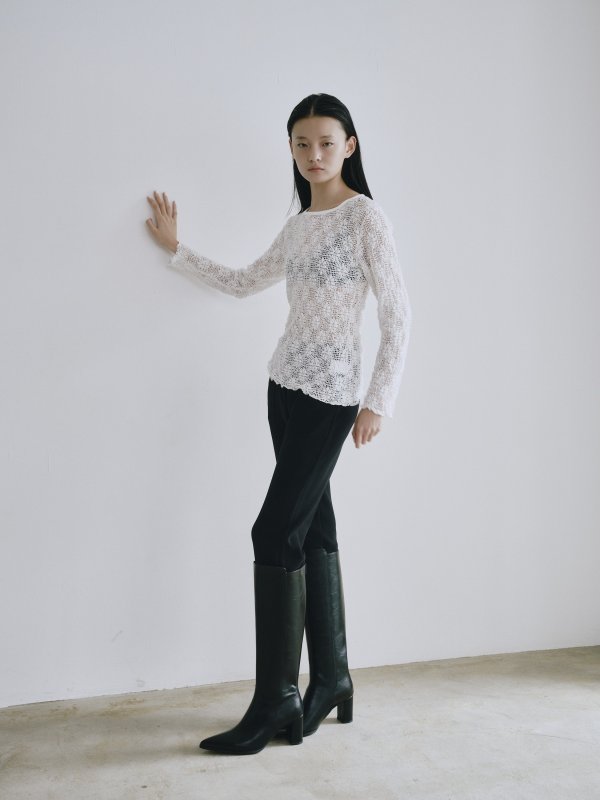 画像12: Crochet Texture Long Sleeve Top (12)
