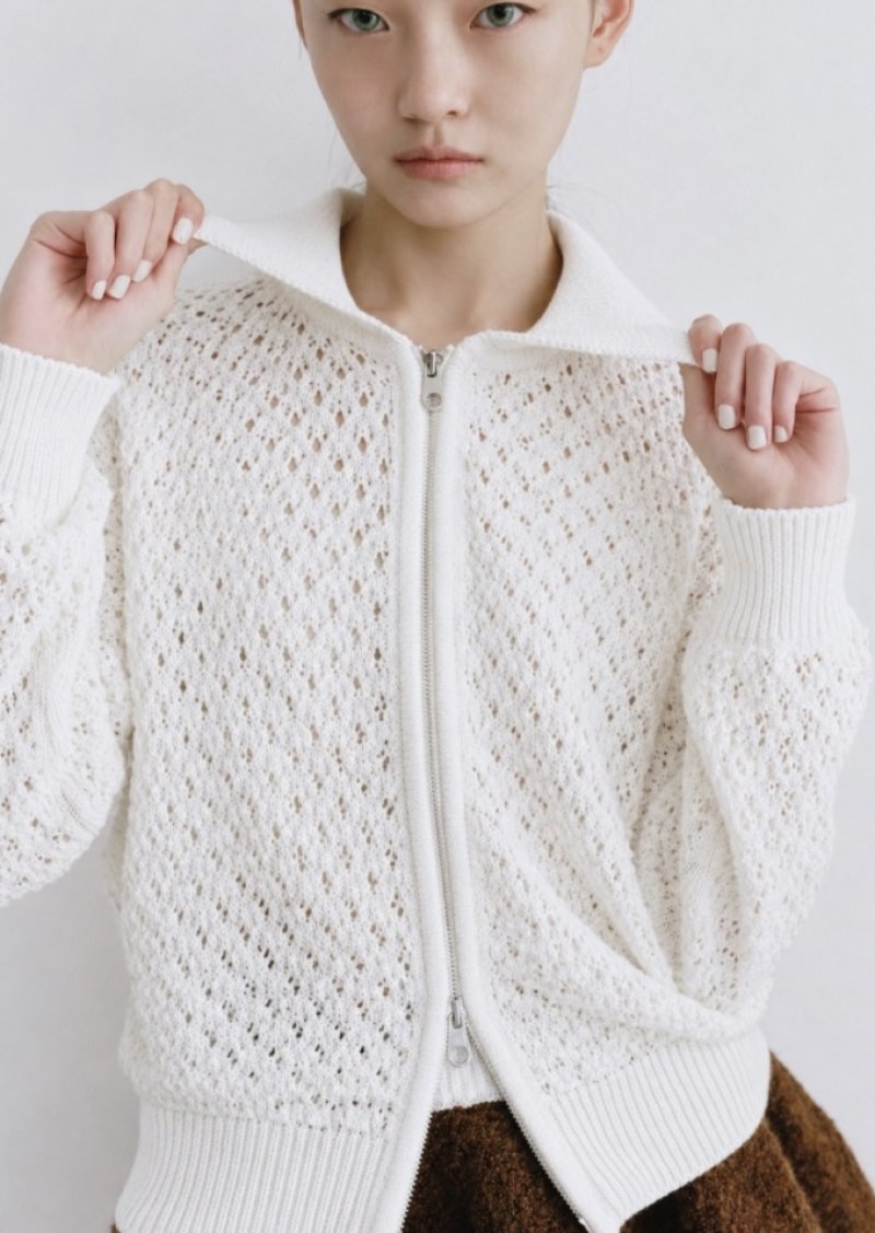 画像3: Crochet Zip Knit Cardigan