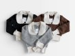 画像1: Contrast Collar Boucle Knit Cardigan (1)