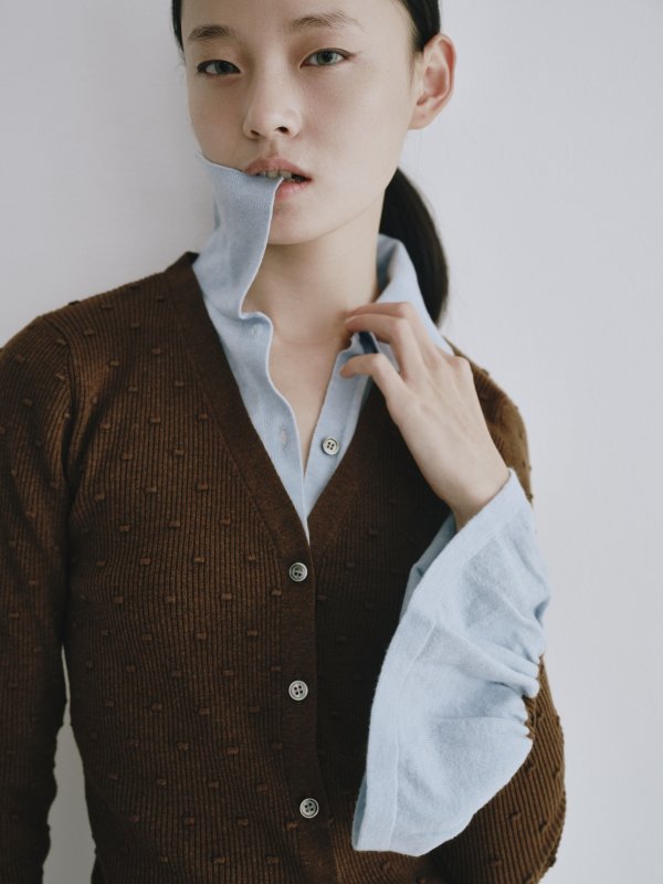 画像8: Contrast Color Design Knit Cardigan (8)