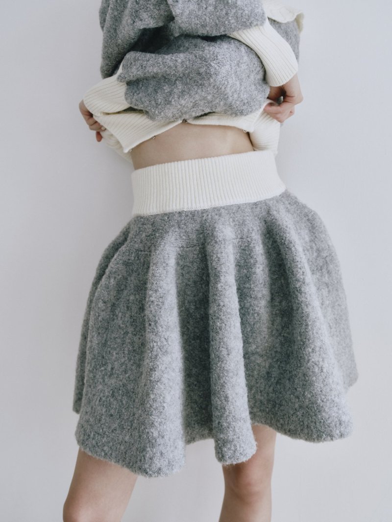 画像1: Boucle Flare Knit Skirt