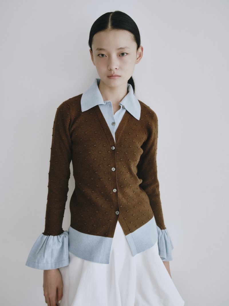 画像2: Contrast Color Design Knit Cardigan
