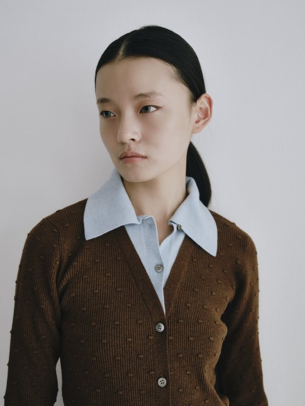 画像12: Contrast Color Design Knit Cardigan (12)