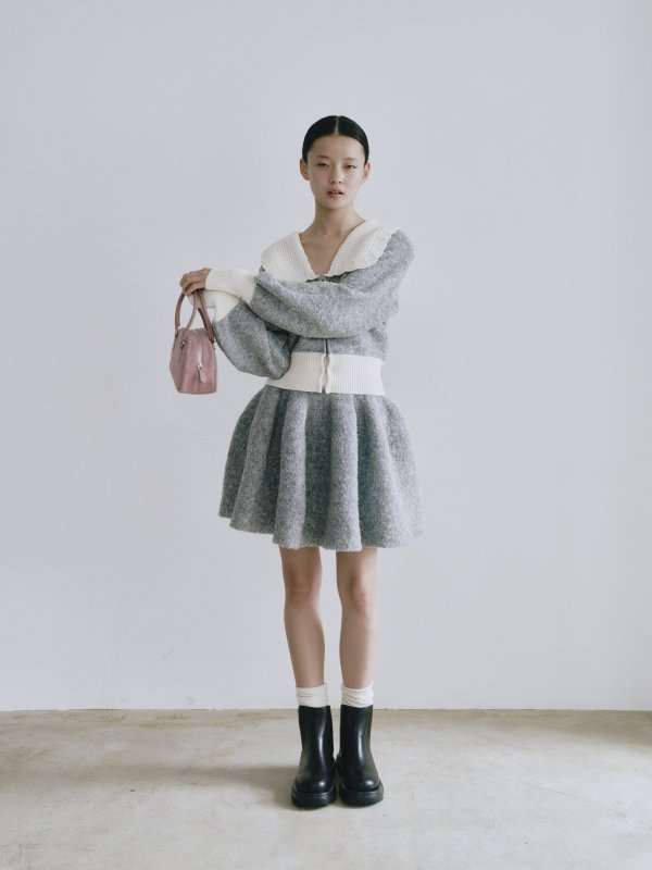画像5: Boucle Flare Knit Skirt (5)
