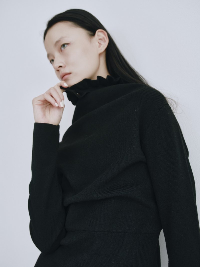 画像1: Frill Neck 3way Knit Pullover