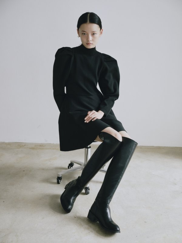 画像13: Puff Sleeve Flare Knit Dress (13)