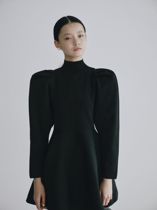 画像11: Puff Sleeve Flare Knit Dress (11)