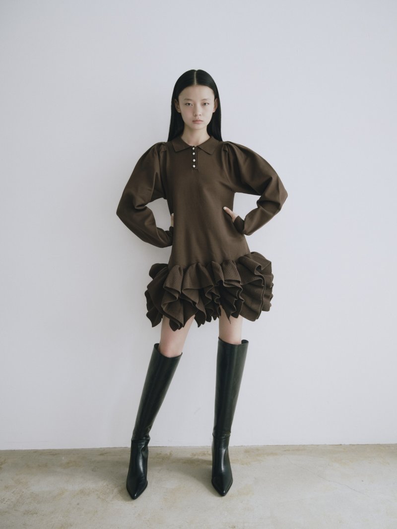 画像2: New Ruffled-Hem Polo Dress