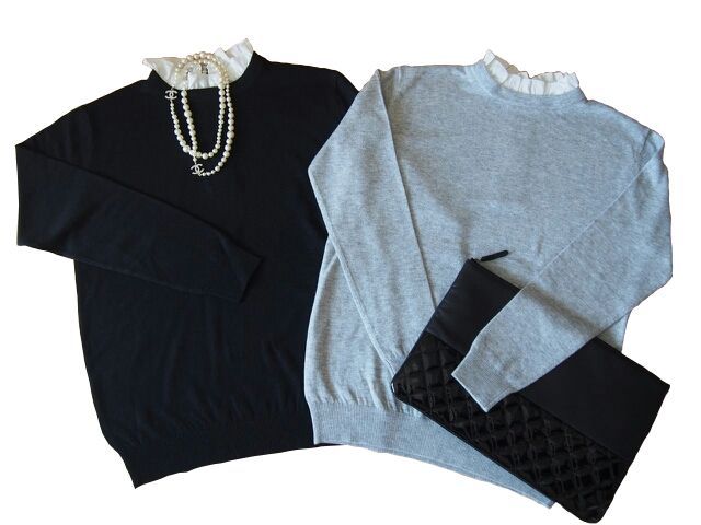 Hiand フリル衿付きニットトップス hiand Hiand フリル衿付きニットトップス hiand