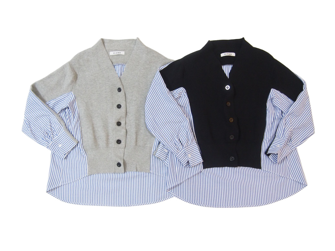 ストライプシャツドッキングカーディガン ｈｉａｎｄ